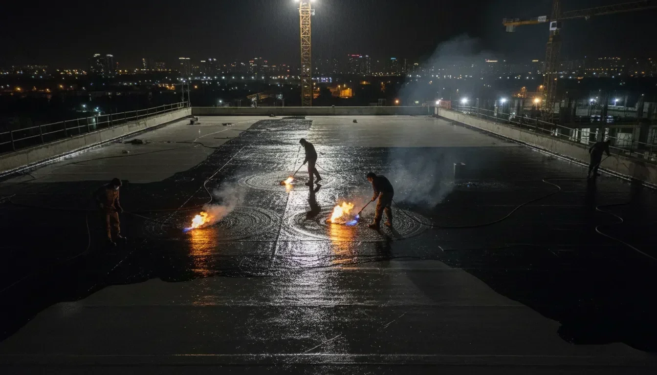 צוות מאור אחזקות בעבודת איטום גגות מקצועית