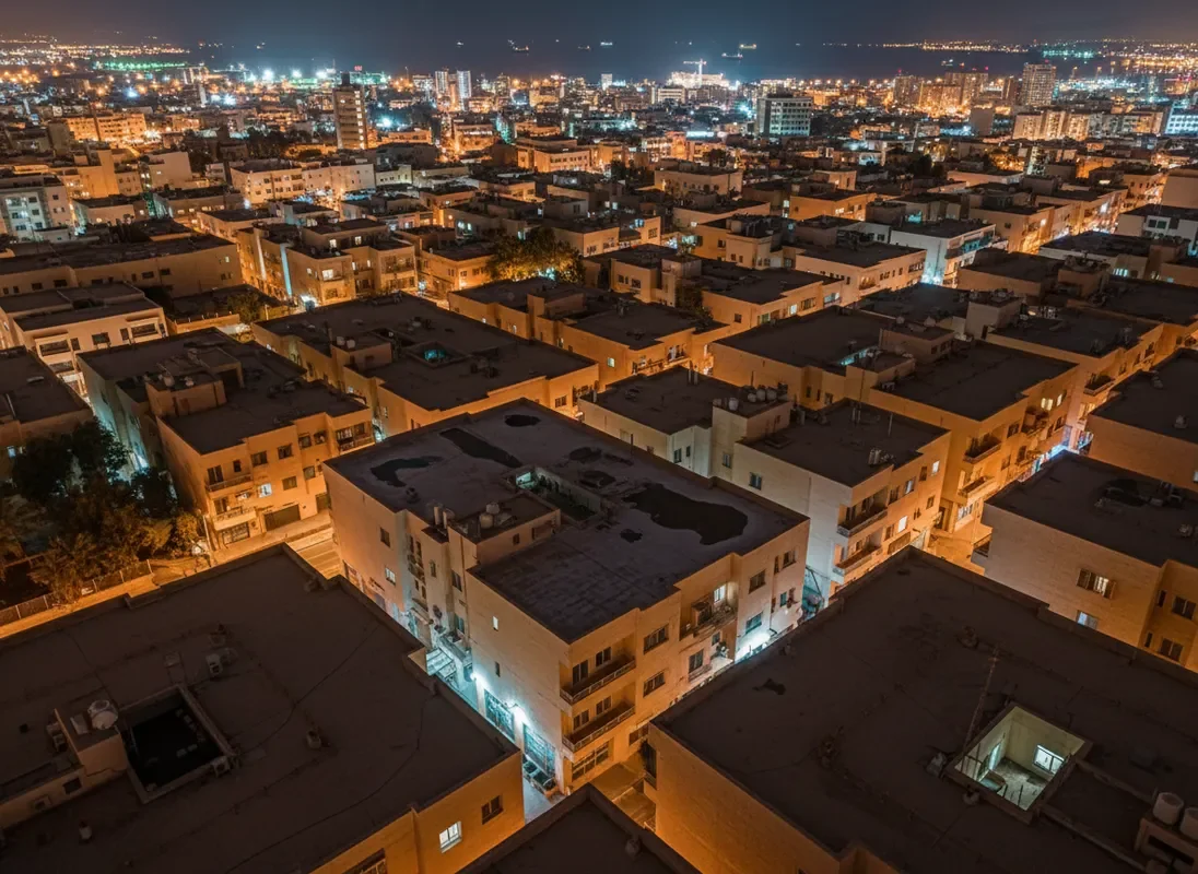 גגות אילת ממבט אווירי לילי