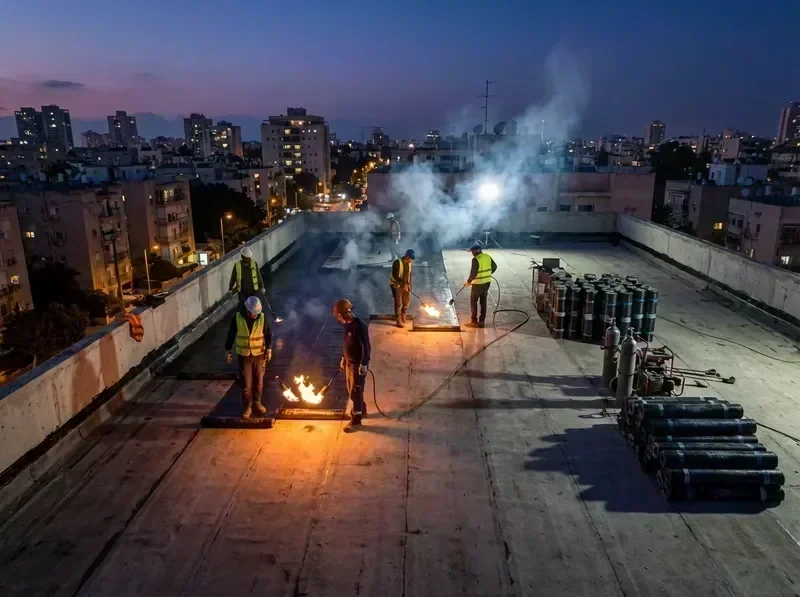 איטום גג בניין מגורים ביריעות ביטומניות