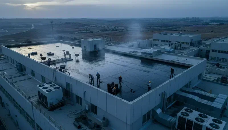 איטום תעשייתי - עבודות איטום על גג מפעל תעשייתי